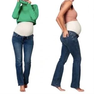 Blanqi Denim Maternity Belly Support Straight Leg Jeans Size 10 Medium Wash